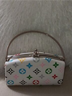 White Small Multicolor Monogram Top-Handle Bag